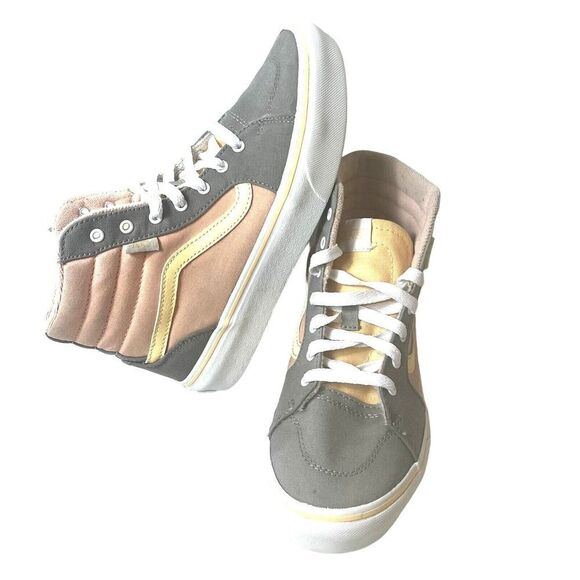Vans SK8-Hi Sneaker Skate Casual Pink/Gray Shoe Womens 6.5 Platform Canvas Missy - Picture 1 of 11